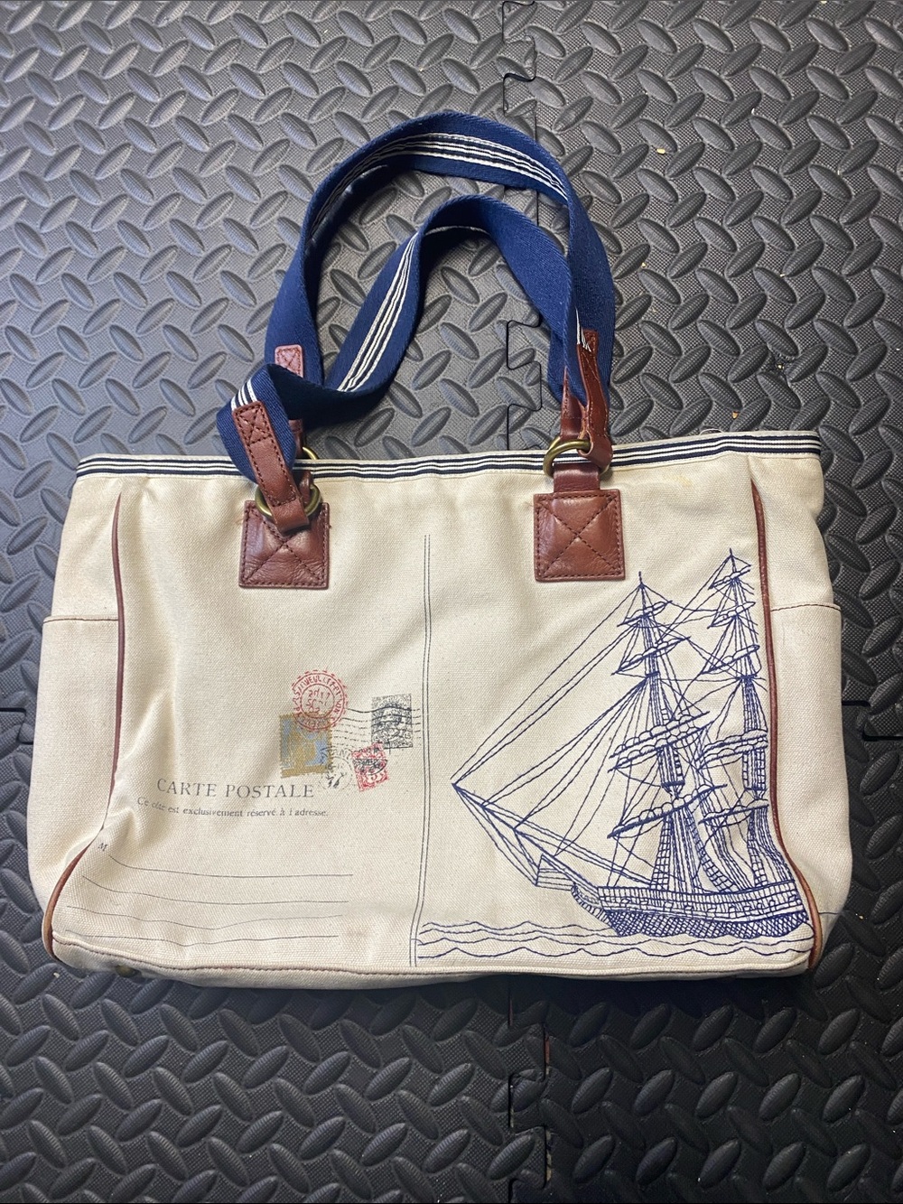 Anthropology Seafarer & Postcard Canvas Tote